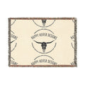 Happy Heifer Blessings Woven Blanket — Western Longhorn Throw