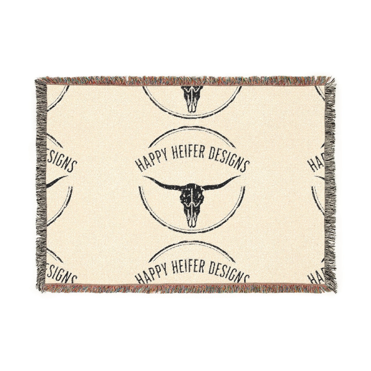 Happy Heifer Blessings Woven Blanket — Western Longhorn Throw