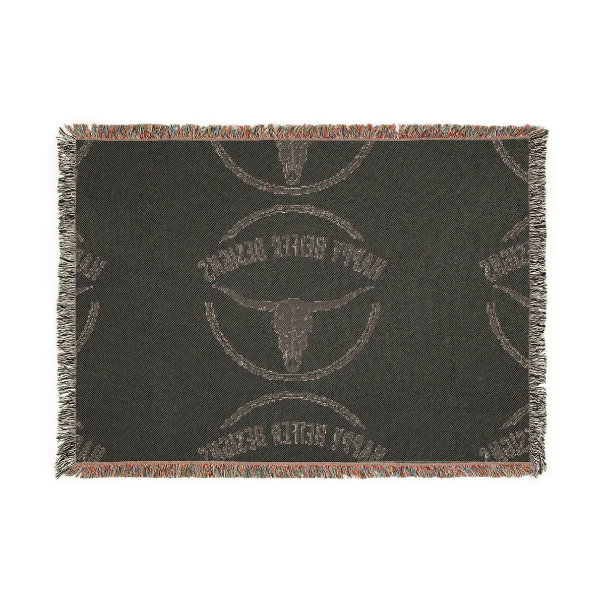Happy Heifer Blessings Woven Blanket — Western Longhorn Throw