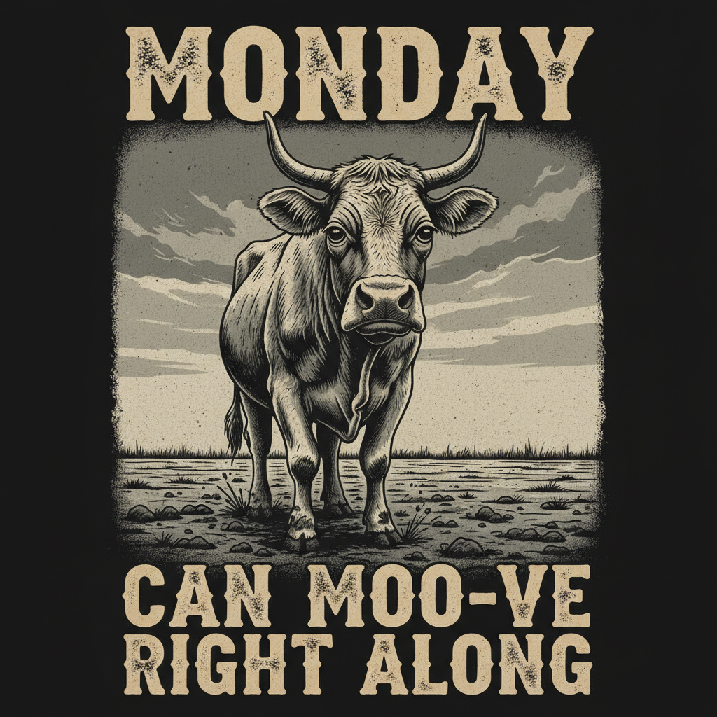 Monday Can Moo-ve Right Along Tee Design